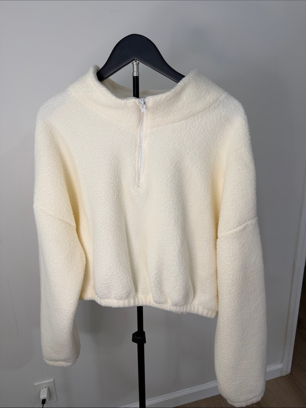 Cozy Ivory Half-Zip Sherpa Pullover Sweater for Women
